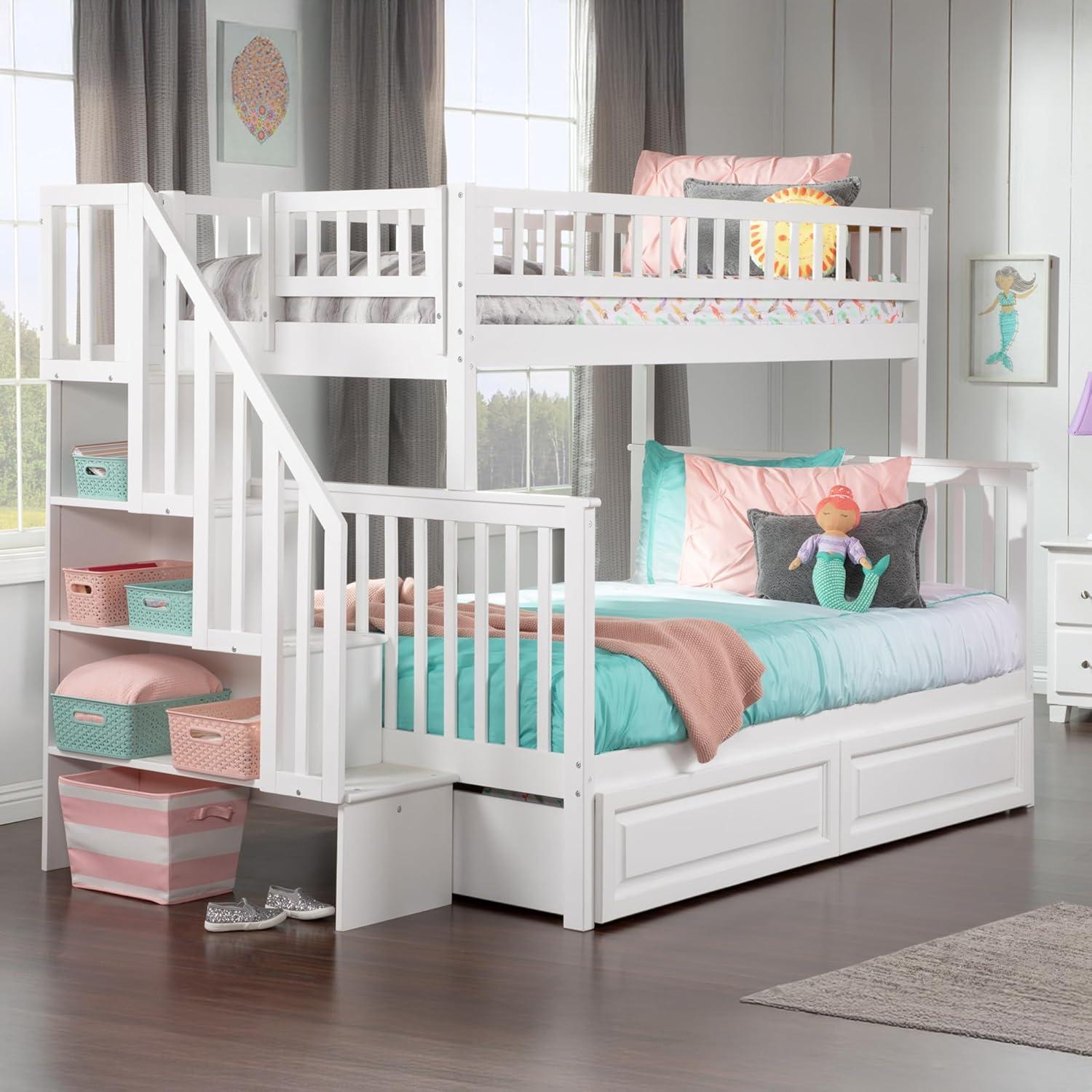 Woodland Staircase Bunk Bed Twin over Twin in Multiple Colors and Configurations