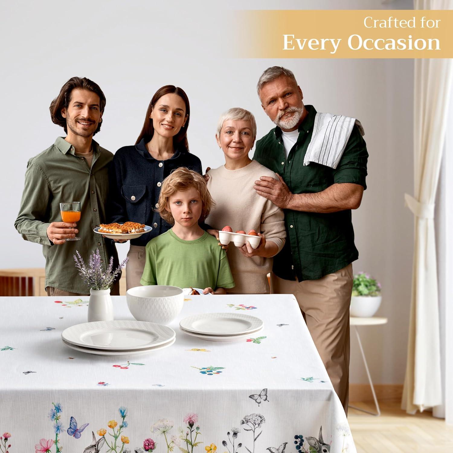 Printemps Floral Cotton Tablecloth for Spring Gatherings, 60" x 90"