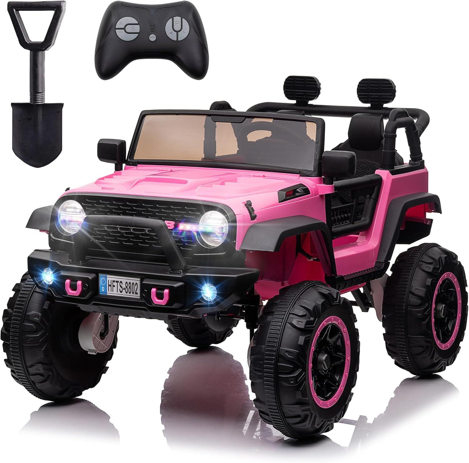Ancheer 24V Real 2 Seater Ride On Toys Electric SUV Jeep Car With Remote Control,2WD/4WD Switchable, 4X100W Motor, Bluetooth, Music, USB, Lights