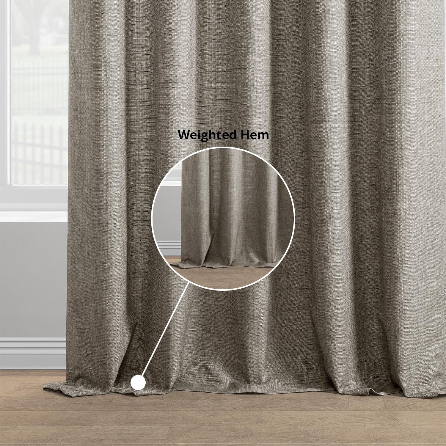 HPD Half Price Drapes Taupe Grey Italian Faux Linen Room Darkening Curtains with Rod Pocket - 1 Panel - Window Curtains for Living Room & Curtains for Bedroom, 50W X 84L
