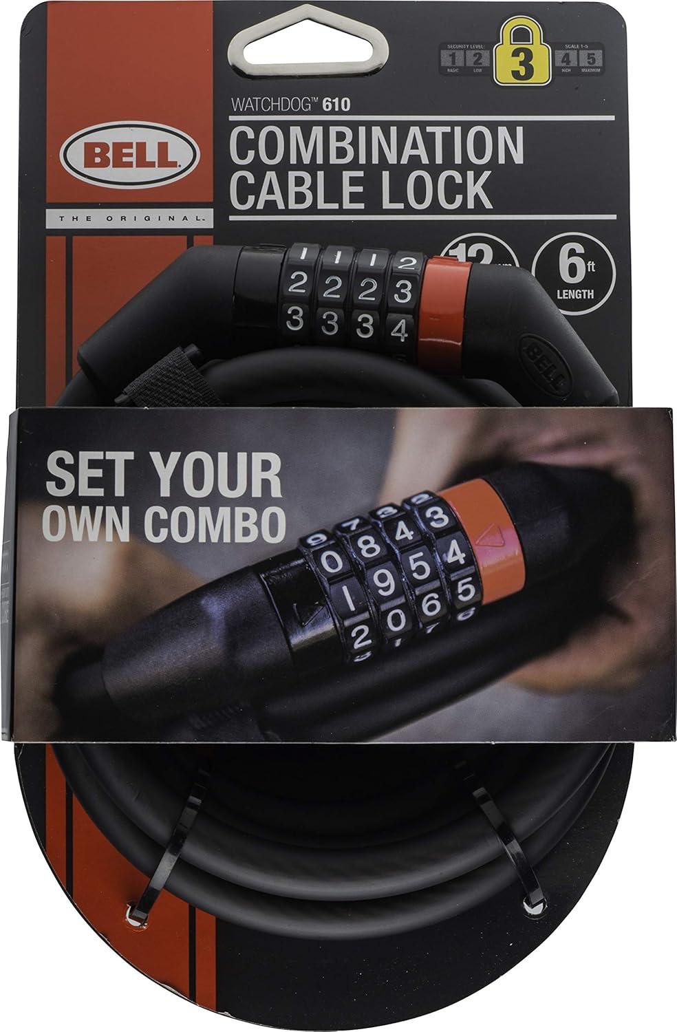 Black Heavy-Duty Steel Combo Cable Lock for Bikes