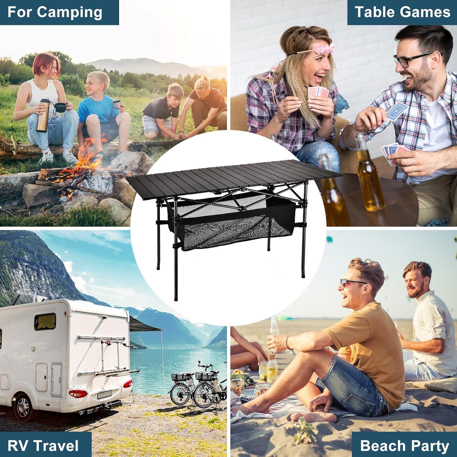 Sanny Outdoor Folding Portable Picnic Camping Table, Aluminum Roll-up Table with Easy Carrying Bag for Indoor,Outdoor,Camping, Beach,Backyard, BBQ, Party, Patio, Picnic