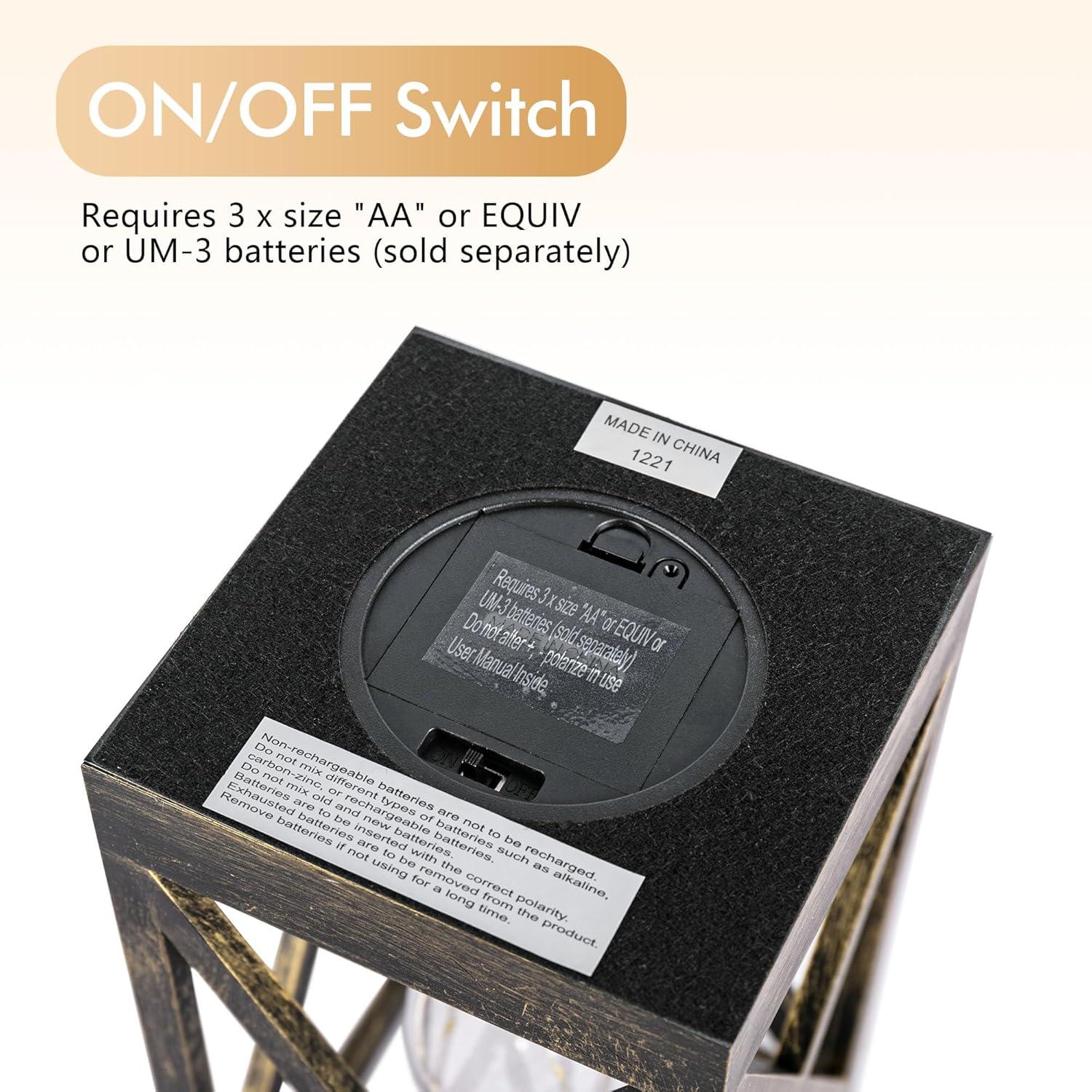 WINGBO 2 Pack Retro Battery Powered Table Lamps, Battery Operated Cordless Lamp Set, Portable Nightlight Decorative Light for Living Room Dining Room Bedroom Entryway Patio, Black & Gold Finish