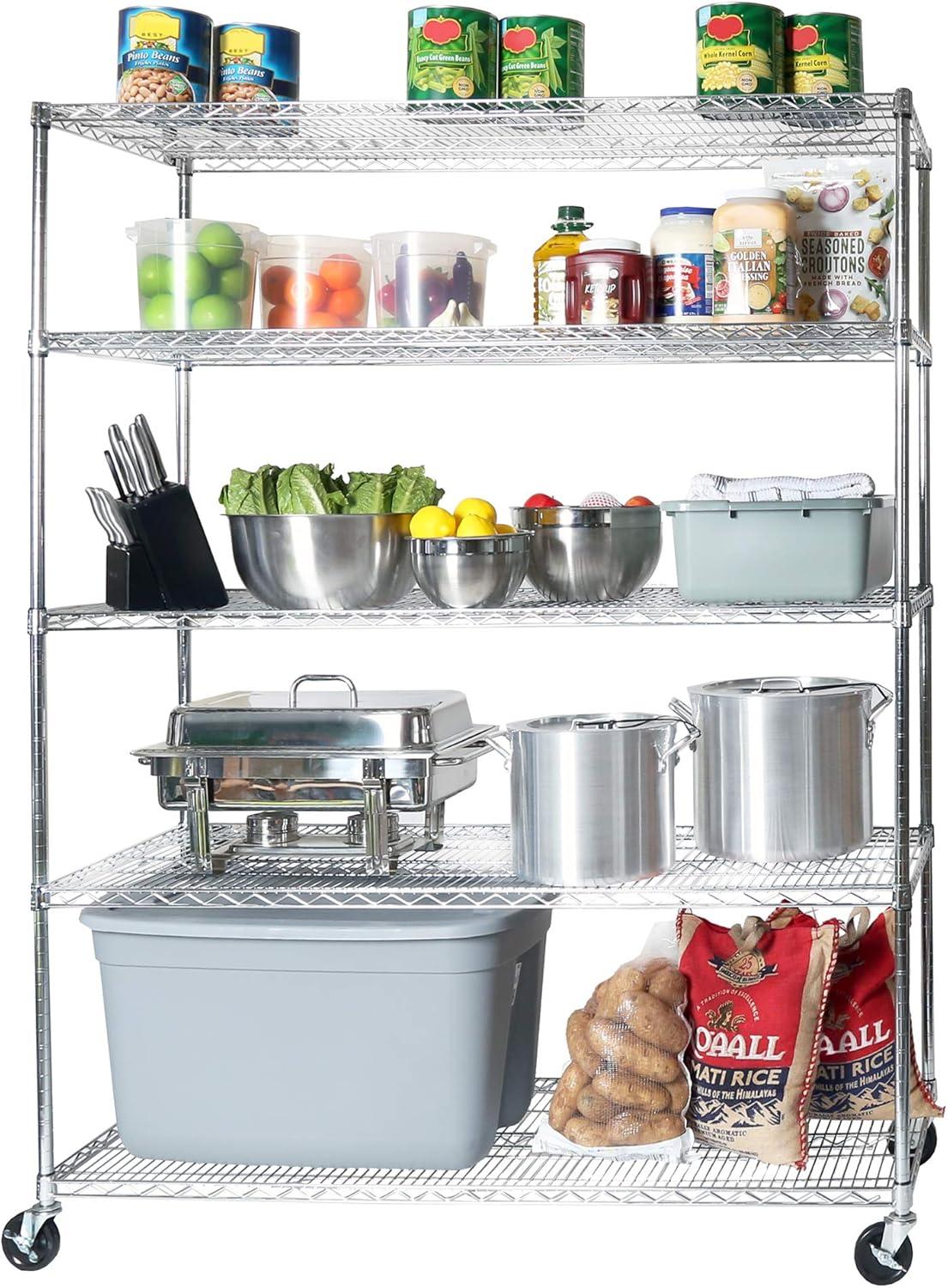 UltraDurable 24" D 5-Tier NSF-Certified Steel Shelving with Wheels