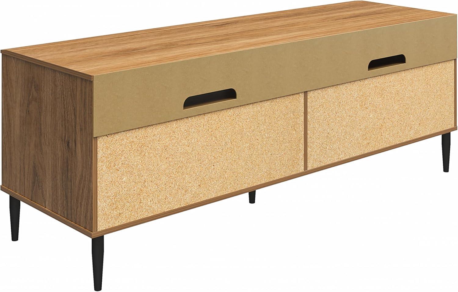 Daphne Walnut and Black Fluted Media Console with Cabinet