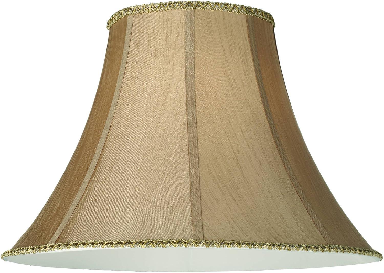 Earthen Gold Large Round Bell Lamp Shade with Harp and Finial