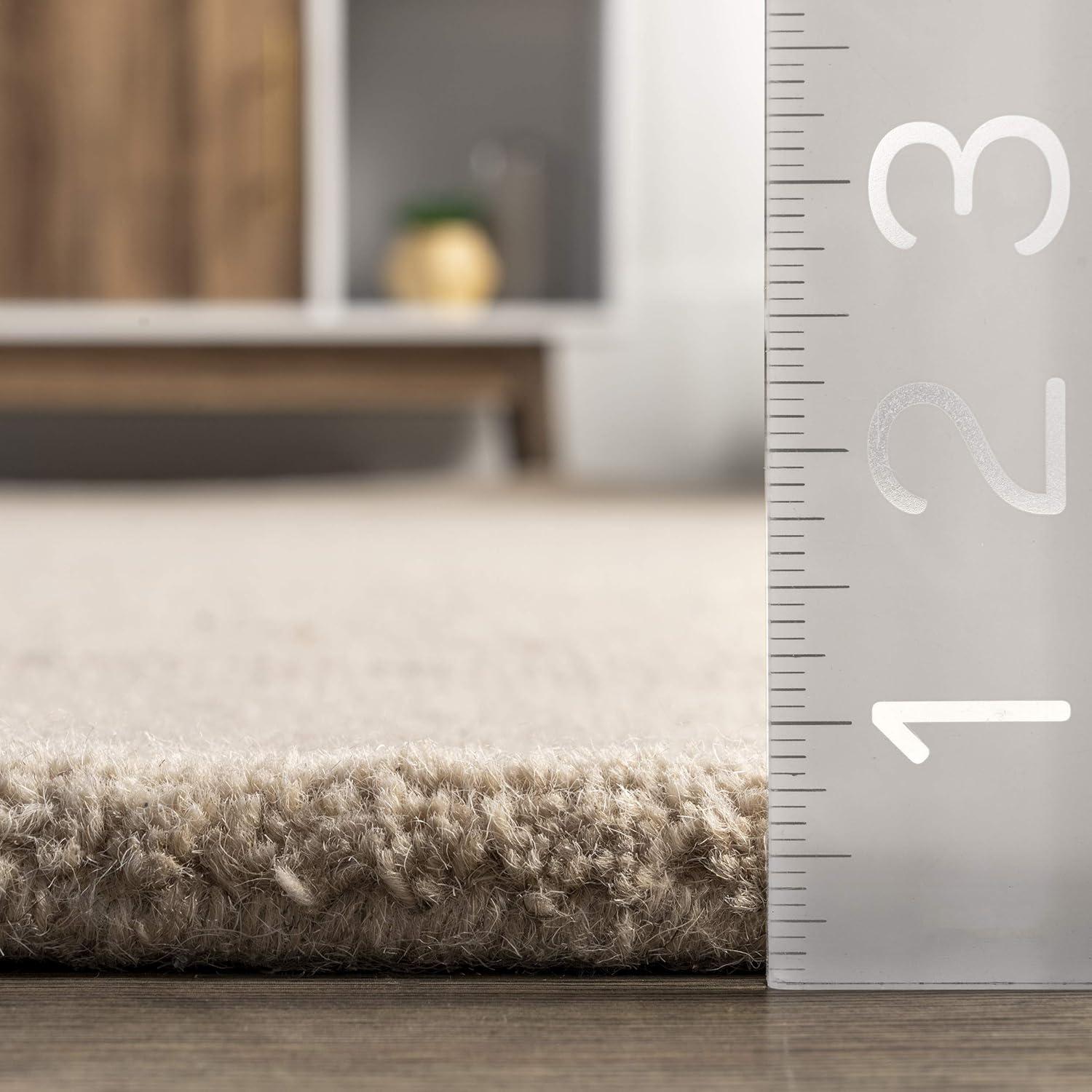 4'x6' Marianne Handmade Wool Border Area Rug Beige - nuLOOM: Solid Tufted Indoor Low Pile Rectangle Rug