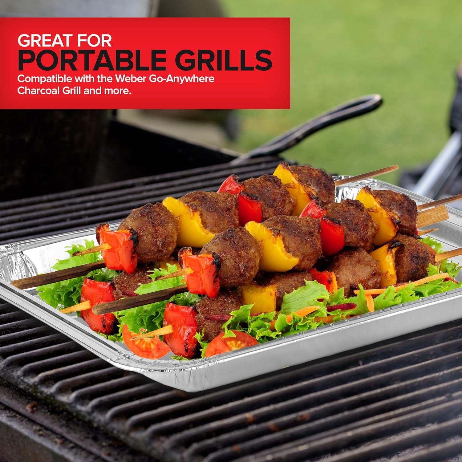 Disposable Aluminum Foil Broiler Pans (10 Pack) - Broiler Drip Pans for Oven - Durable Broiling Pans with Ribbed Bottom Surface for BBQ Grill Like Texture - 13x9 Inch Broiler Pan