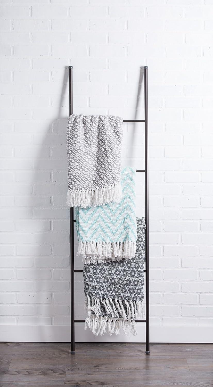50"x60" Large Chevron Handloom Throw Blanket Aqua - Design Imports: Cotton, Hypoallergenic, Machine Washable