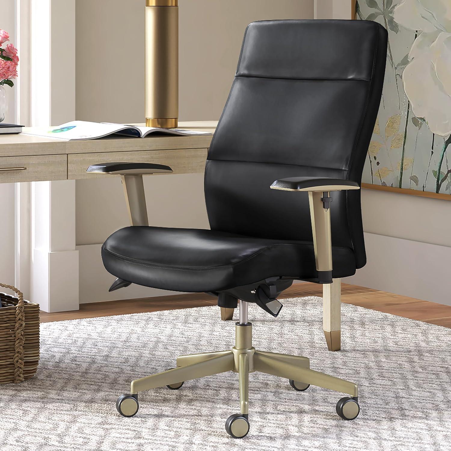LZB Modern Baylor Executive Office Chair Black - La-Z-Boy: Ergonomic, Adjustable Arms, Cushioned