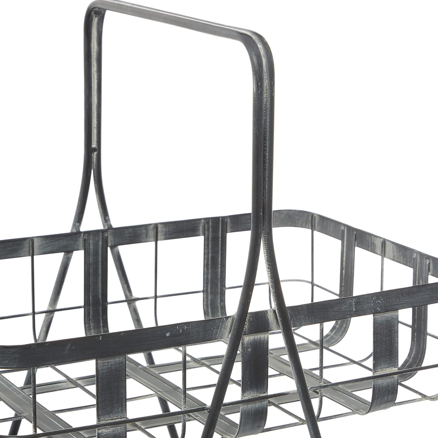 DecMode 25", 22"H Black Metal Wire Grid Storage Basket with Wheels and Handles, 2-Pieces