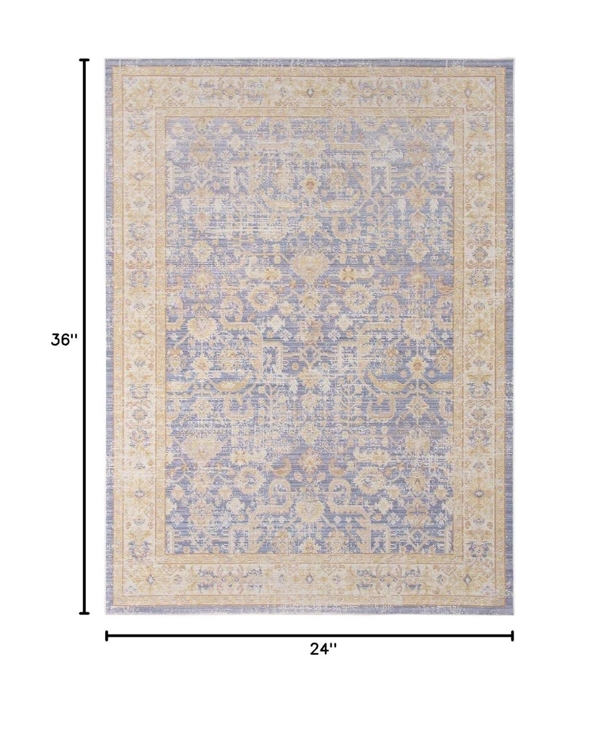 Loomed Vintage Light Blue Polyester 2'x3' Accent Rug