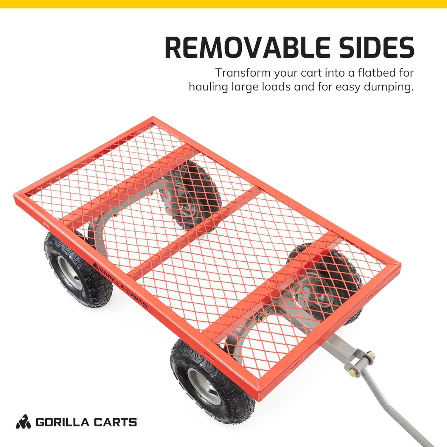 Gorilla Cart 1000 Pound Capacity Heavy Duty Steel Mesh Utility Wagon Cart