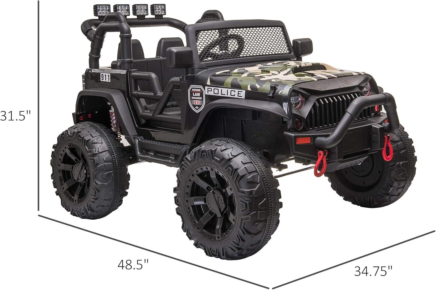 Aosom Kids Ride On Car 12V Battery-Powered Electric Truck with Wide Seat, Parent Remote Control & Bluetooth Music, Camo