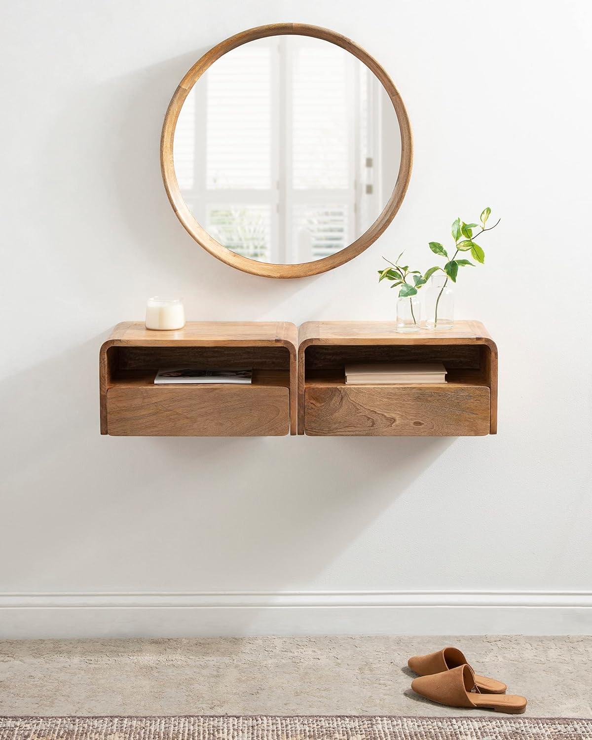 Kate and Laurel Kato Rectangle Wood Floating Side Table, 18x10x9, Natural