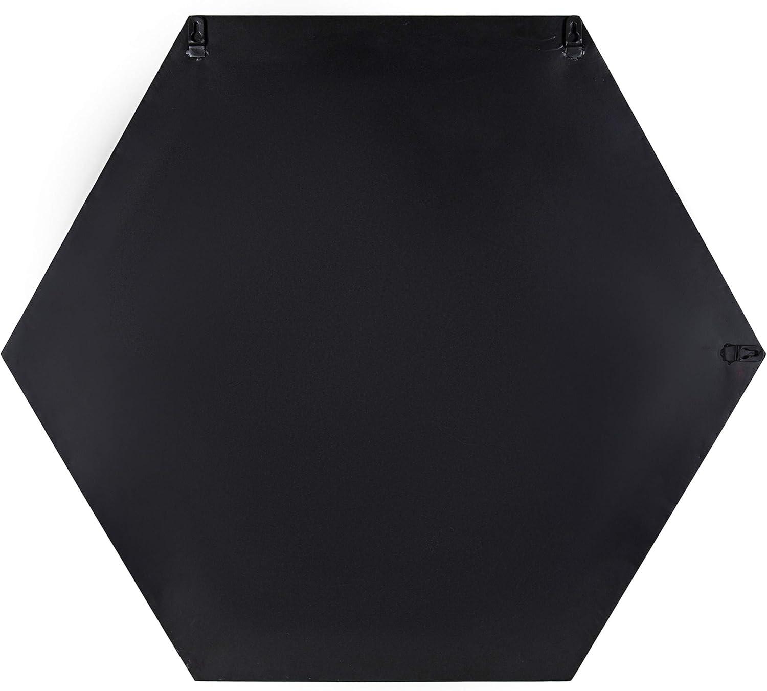 30" x 26" Felicia Hexagon Wall Mirror Black - Kate & Laurel All Things Decor