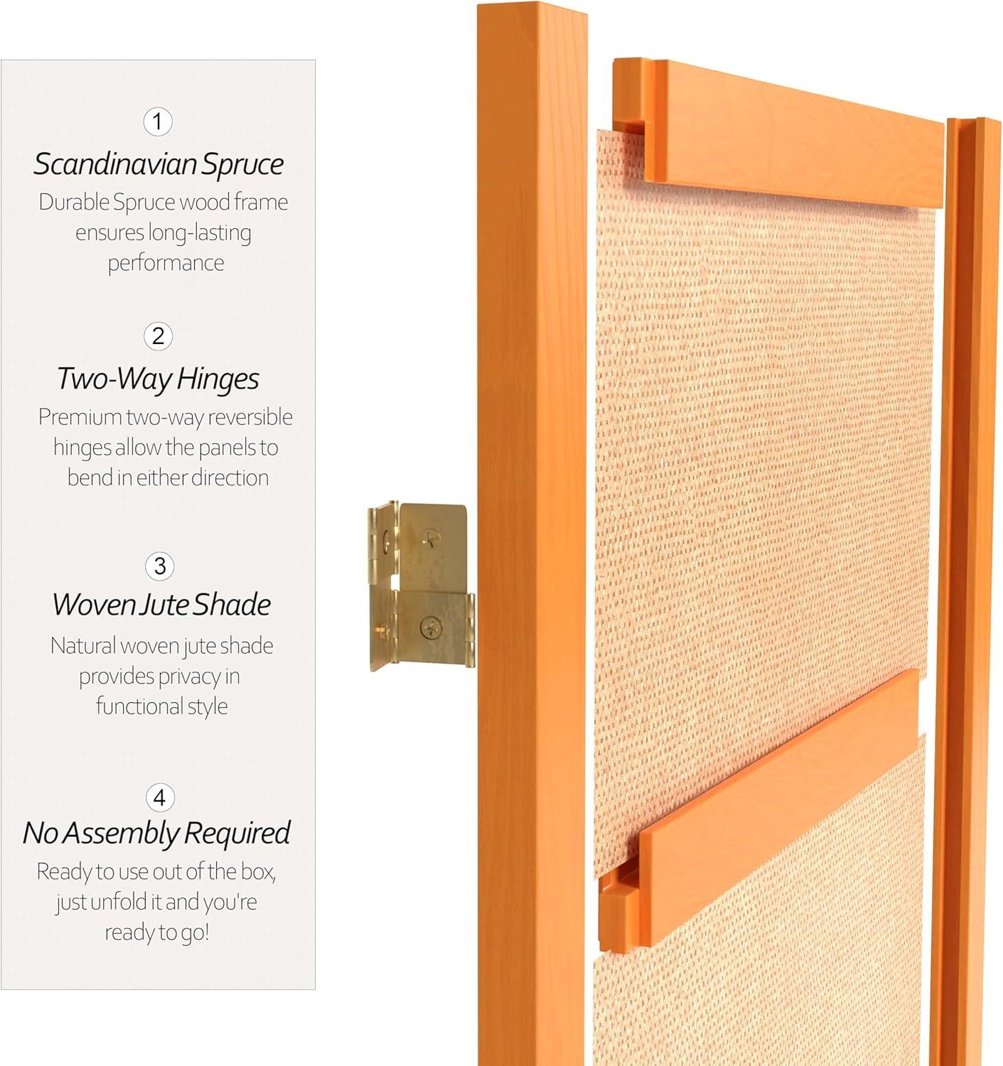 Oriental Furniture 7 Ft Tall Jute Shoji Screen, honey, 4 panel