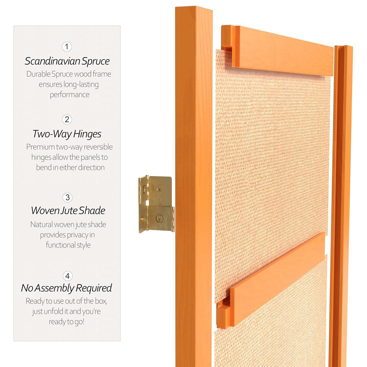 Oriental Furniture 7 Ft Tall Jute Shoji Screen, honey, 4 panel