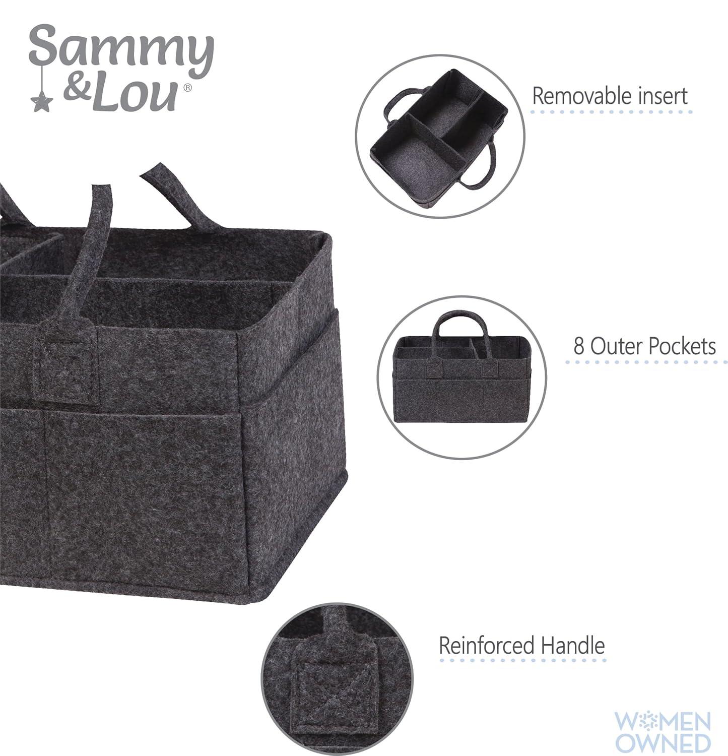 Sammy & Lou Felt Baby Nursery Diaper Storage Caddy, Black
