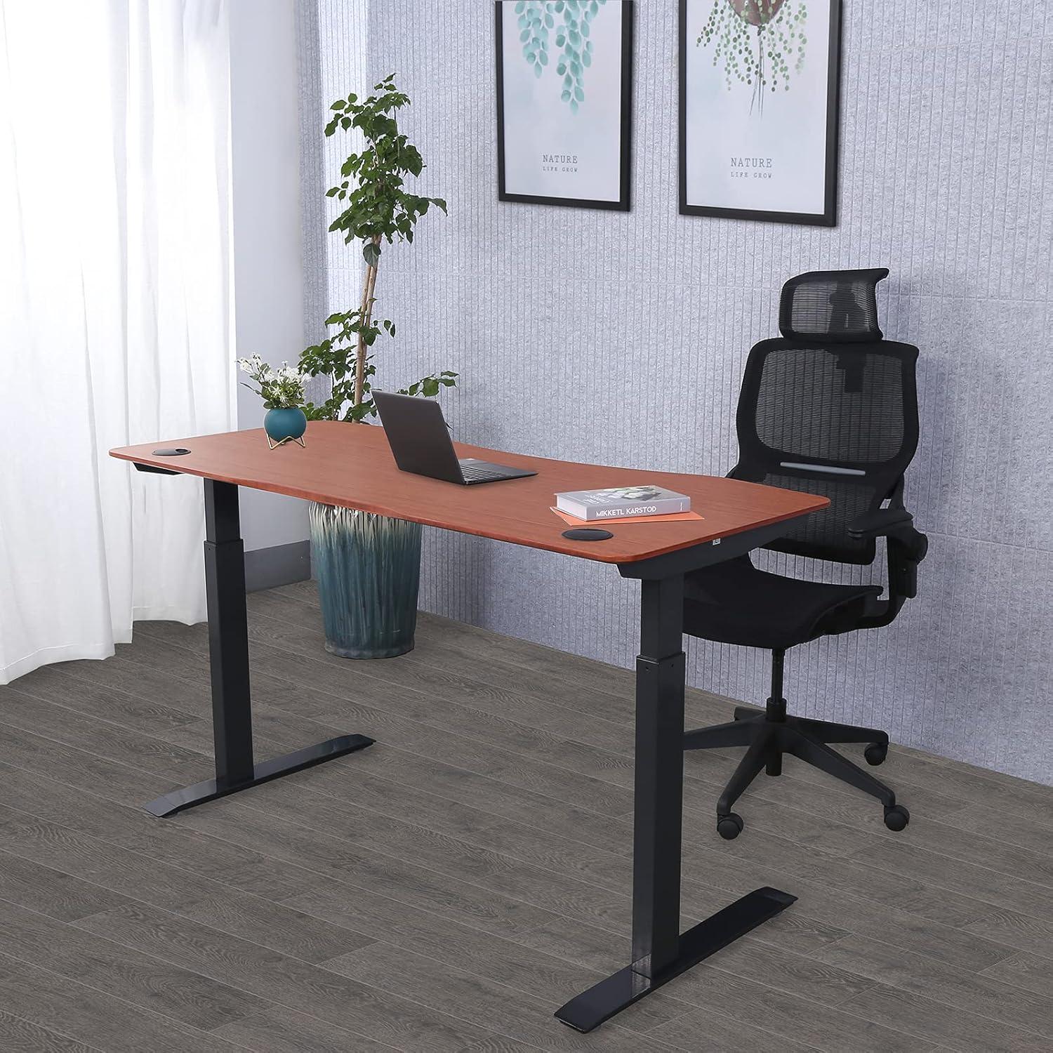 ApexDesk Elite Series 60" W Electric Height Adjustable Standing Desk (Bamboo Top, Black Frame)