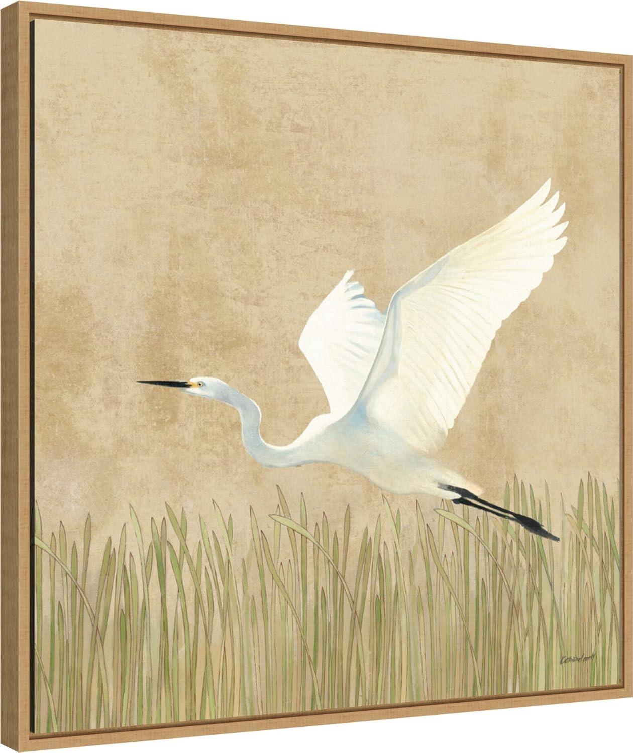 22" x 22" Egret Alighting II by Kathrine Lovell: Amanti Art Canvas with Polystyrene Frame