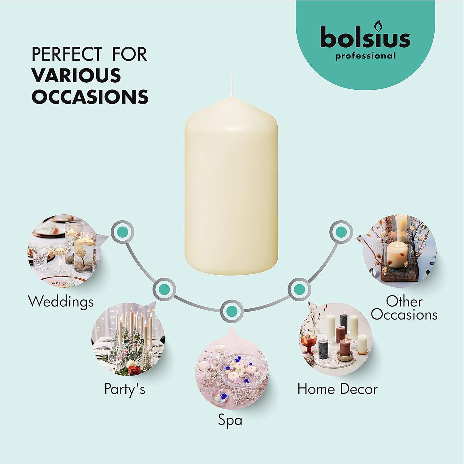 Bolsius Ivory Pillar Candles 2.75x5" Long Unscented 12 Pack for Wedding, Home, Party Decor, Dinner | 43 Hours Long Burning Smokeless and Dripless Candles