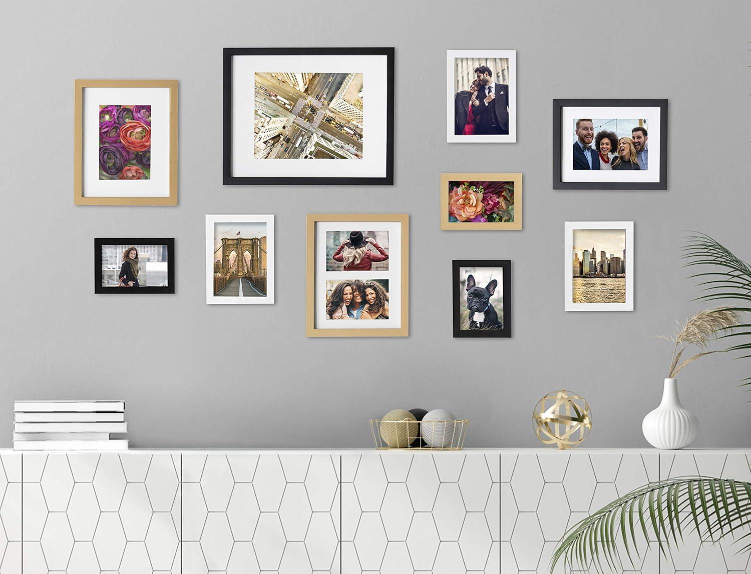 Gold and Wood 10-Piece Wall Frame Set