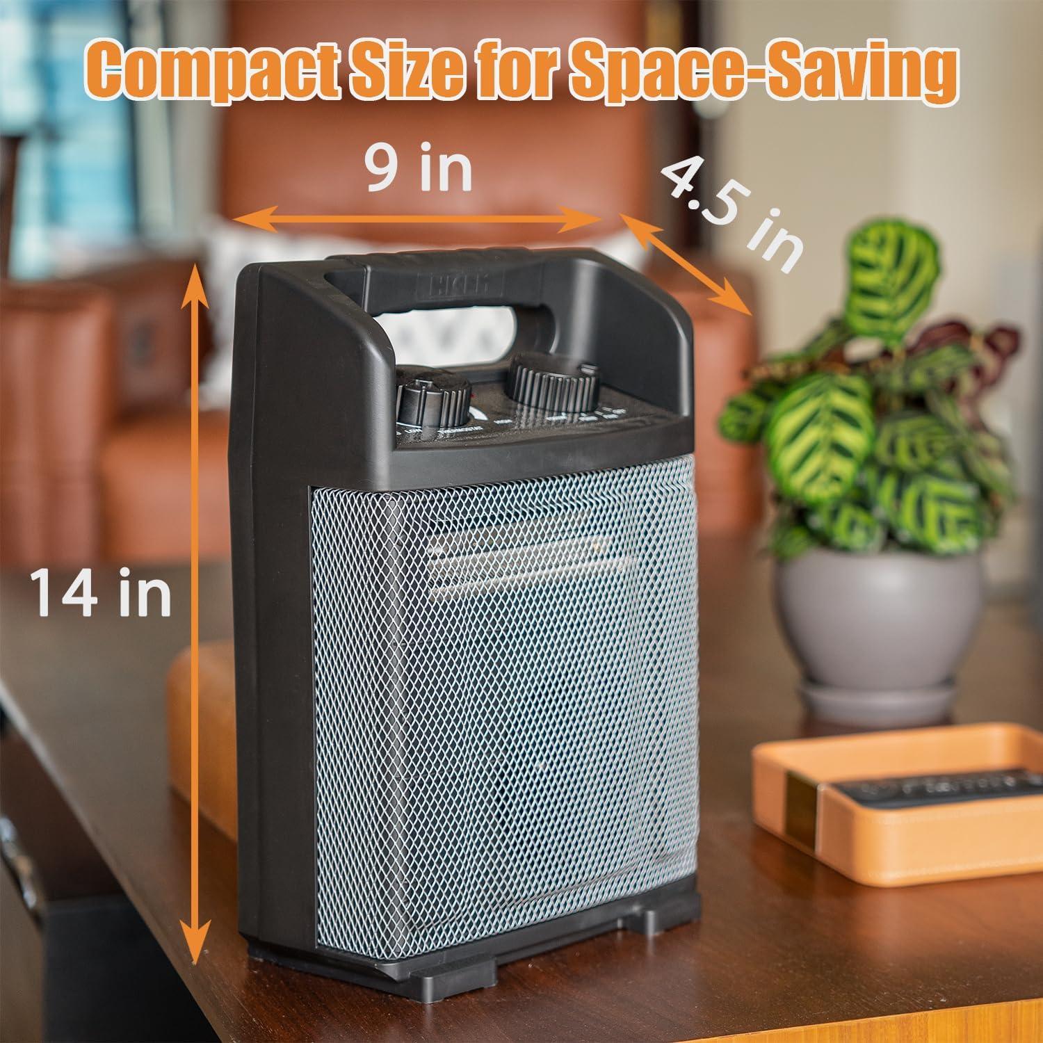 1500W Black Electric Utility Space Heater with Thermostat and Fan