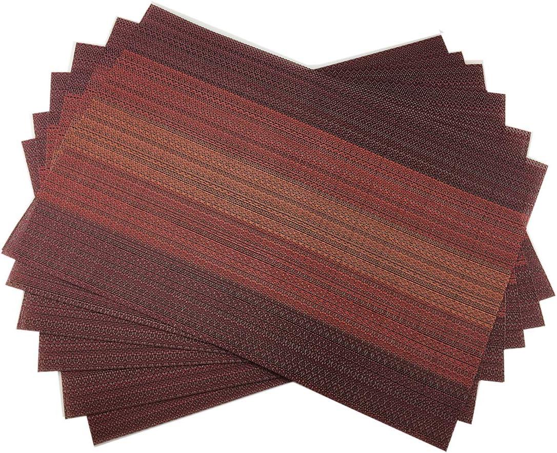 Red Vinyl Placemats Set of 6 | PVC Dining Table Placemat for Home, Kitchen, and Office | Waterproof & Easy to Clean