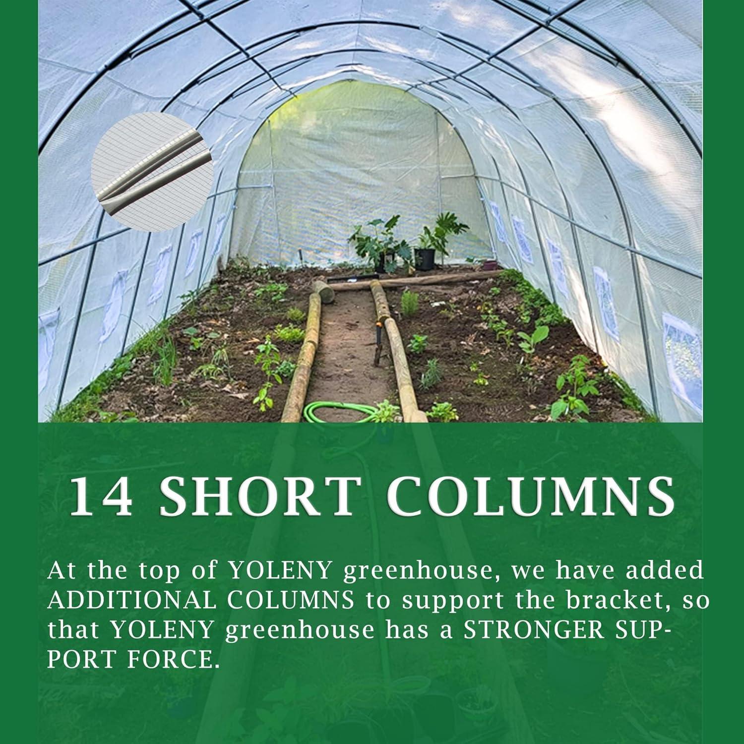 Erommy  26' x 10' x 7' Greenhouse Large Gardening Plant Hot House Portable Walking in Tunnel Tent, White - 10' x 26'