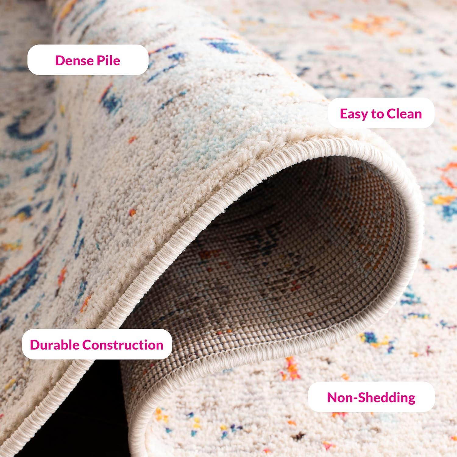 Madison MAD474 Power Loomed Indoor Area Rug - Cream/Blue - 9'x9' - Safavieh