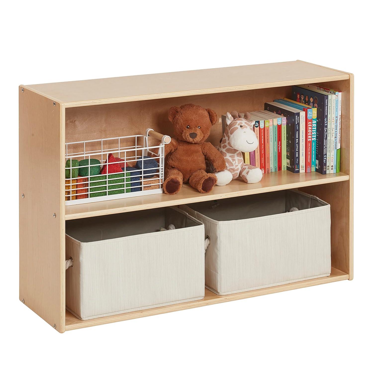 Natural Birch 2-Shelf Kids Storage Organizer