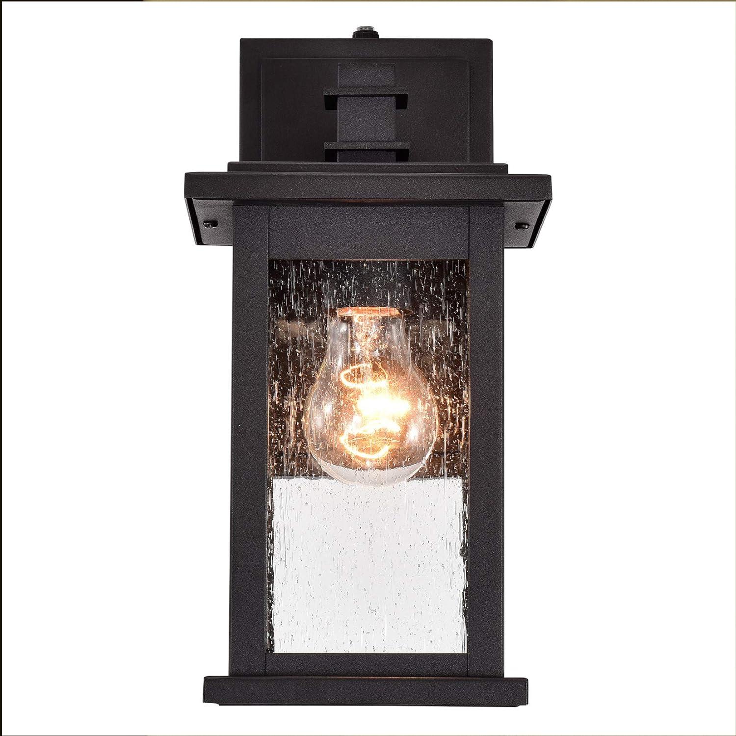 Dusk to Dawn 1 Light Outdoor Wall Lantern 12 Inch Matte Black Black Matte