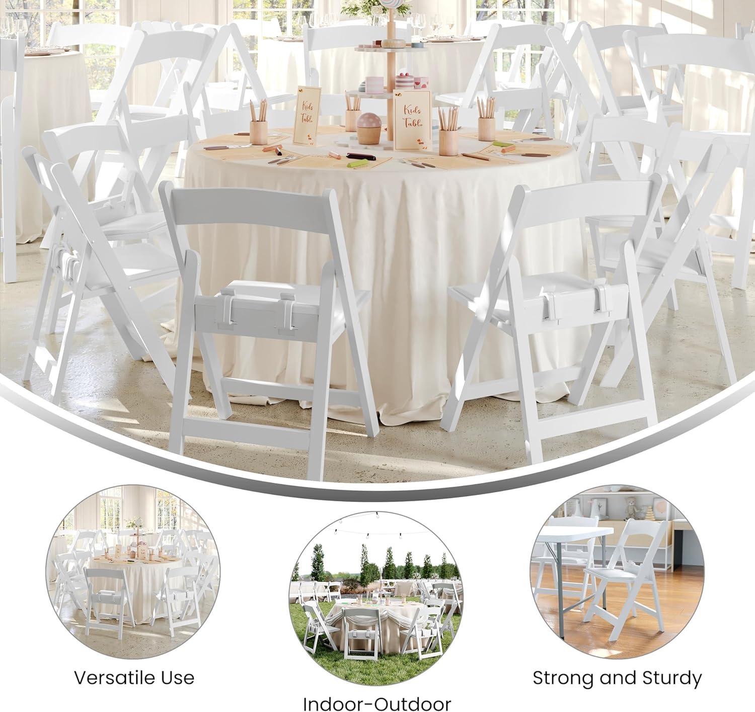 Flash Furniture Kids Folding Chairs with Padded Seats | Set of 2 White Resin Folding Chair with Vinyl Padded Seat for Kids