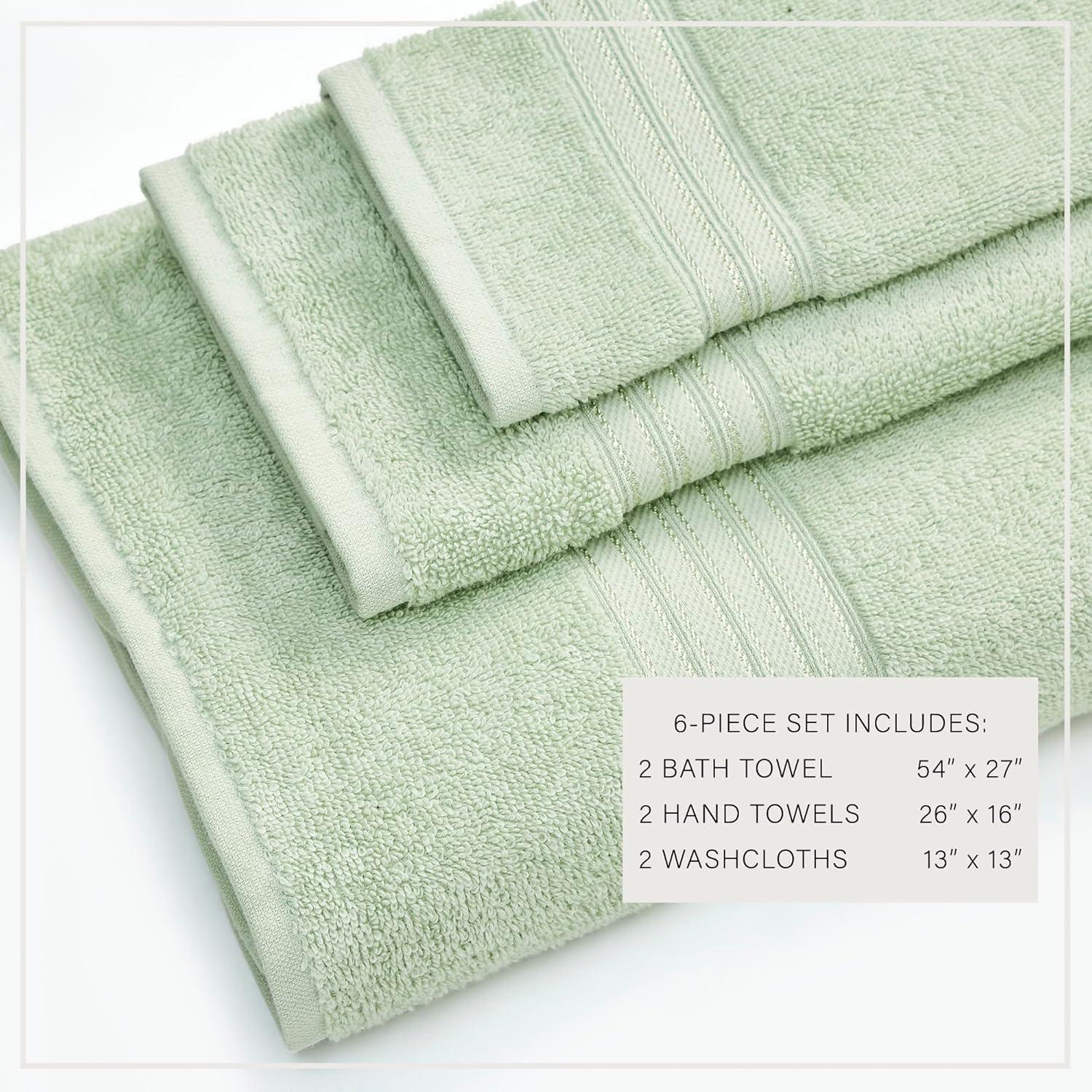 FreshFolds Super Soft 100% Ringspun Cotton Quick-Dry 6-Piece Towel Set