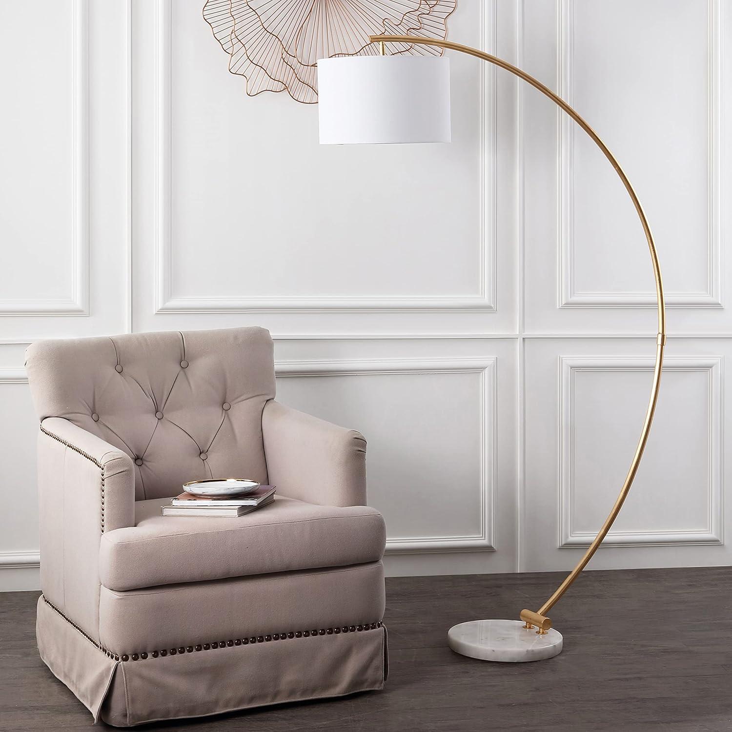 Madigan 70" Gold Leaf and White Marble Arc Floor Lamp