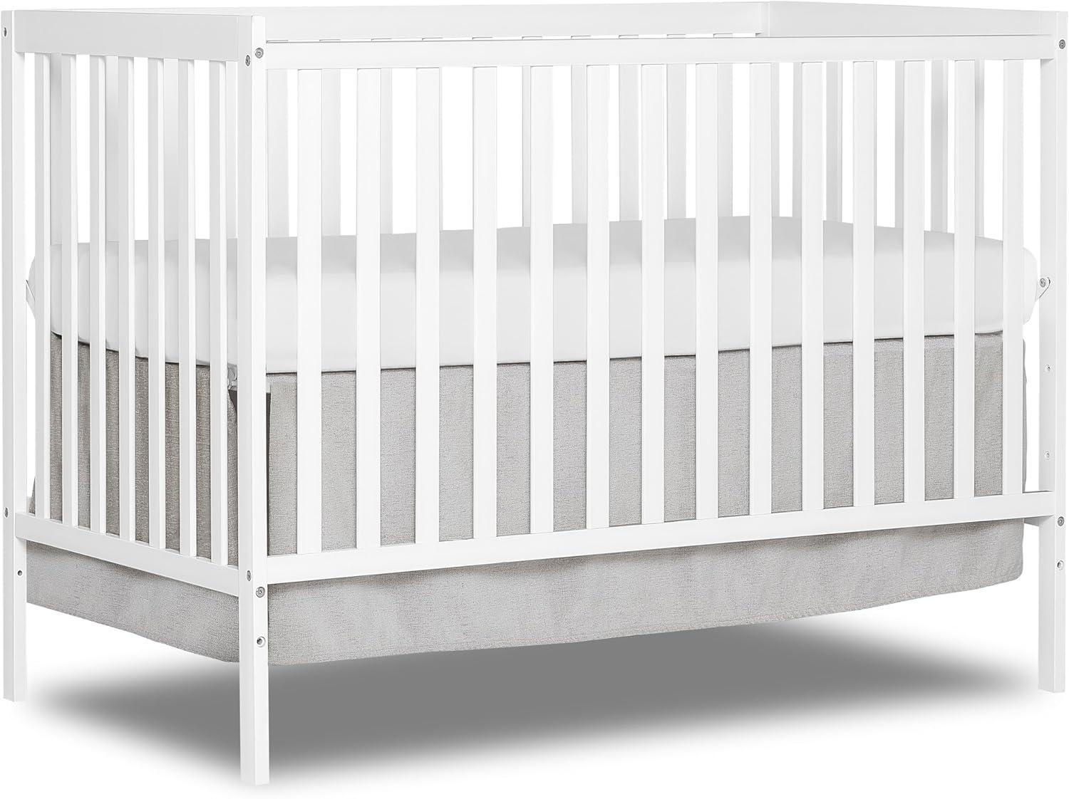 White 5-in-1 Convertible Crib with Adjustable Mattress Support