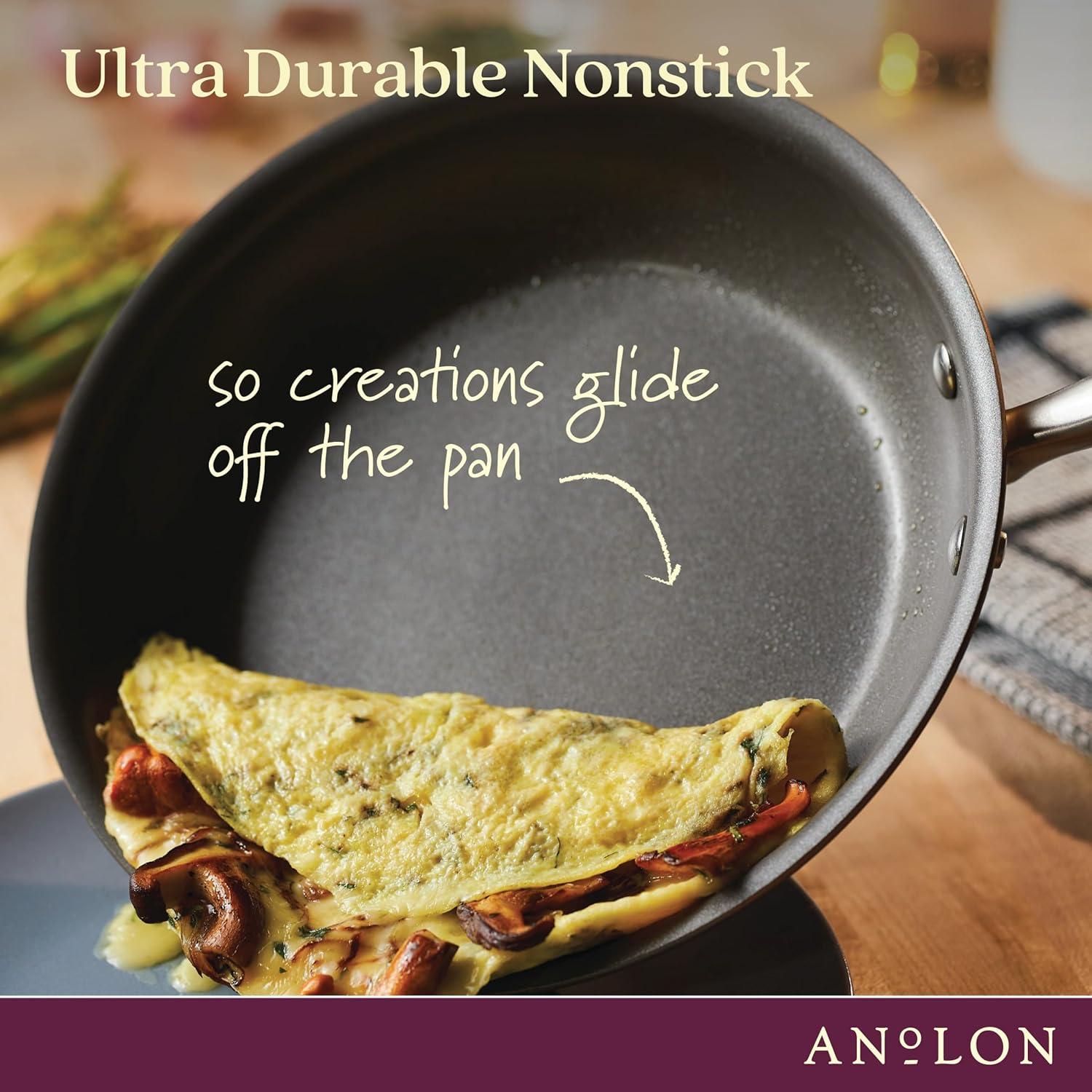 Anolon Advanced Home 11pc Set Bronze: Nonstick Cookware, Hard Anodized Aluminum, Gas & Electric Compatible