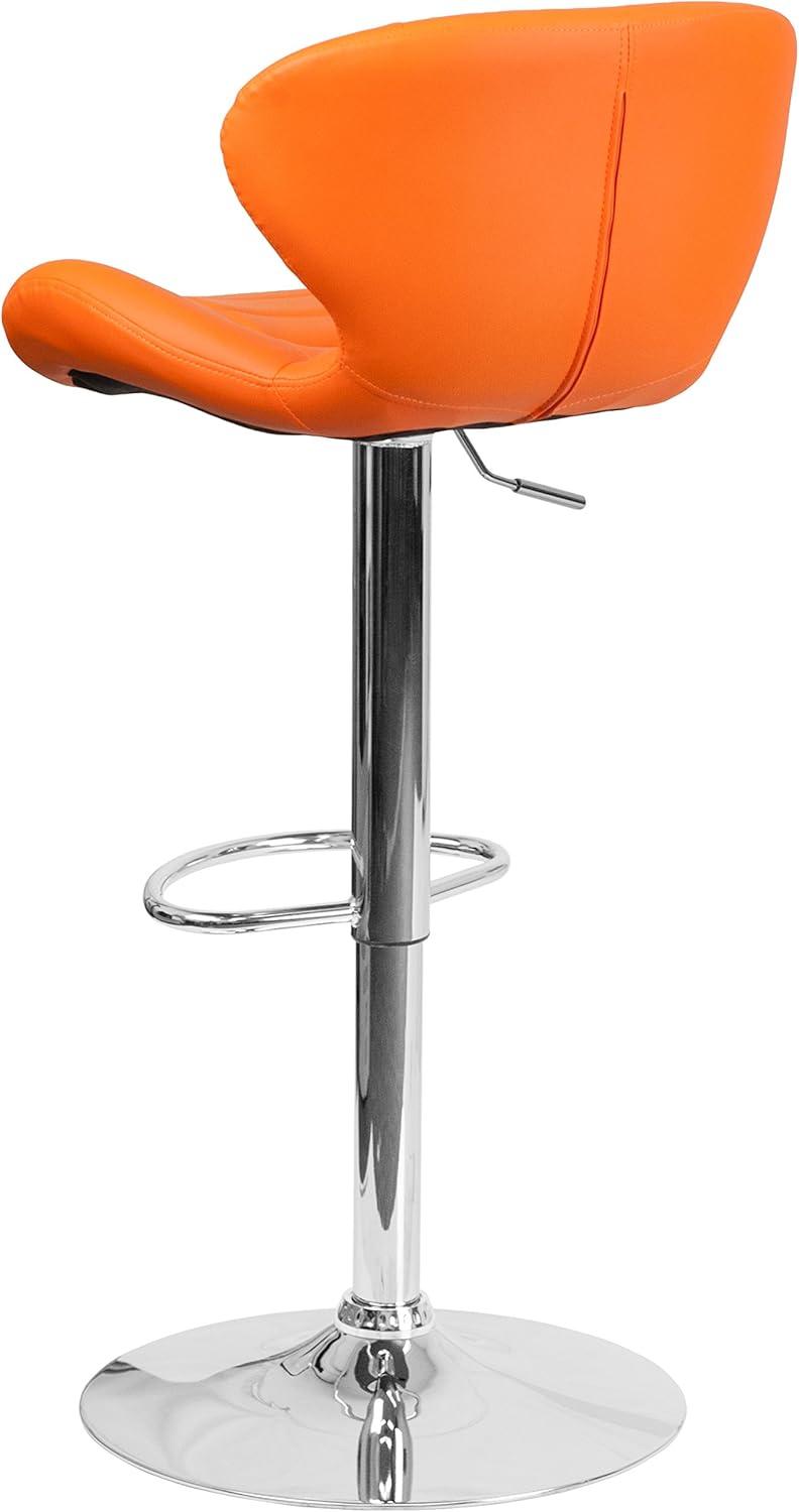 Flash Furniture Contemporary Adjustable Height Barstool with Curved Back and Chrome Base