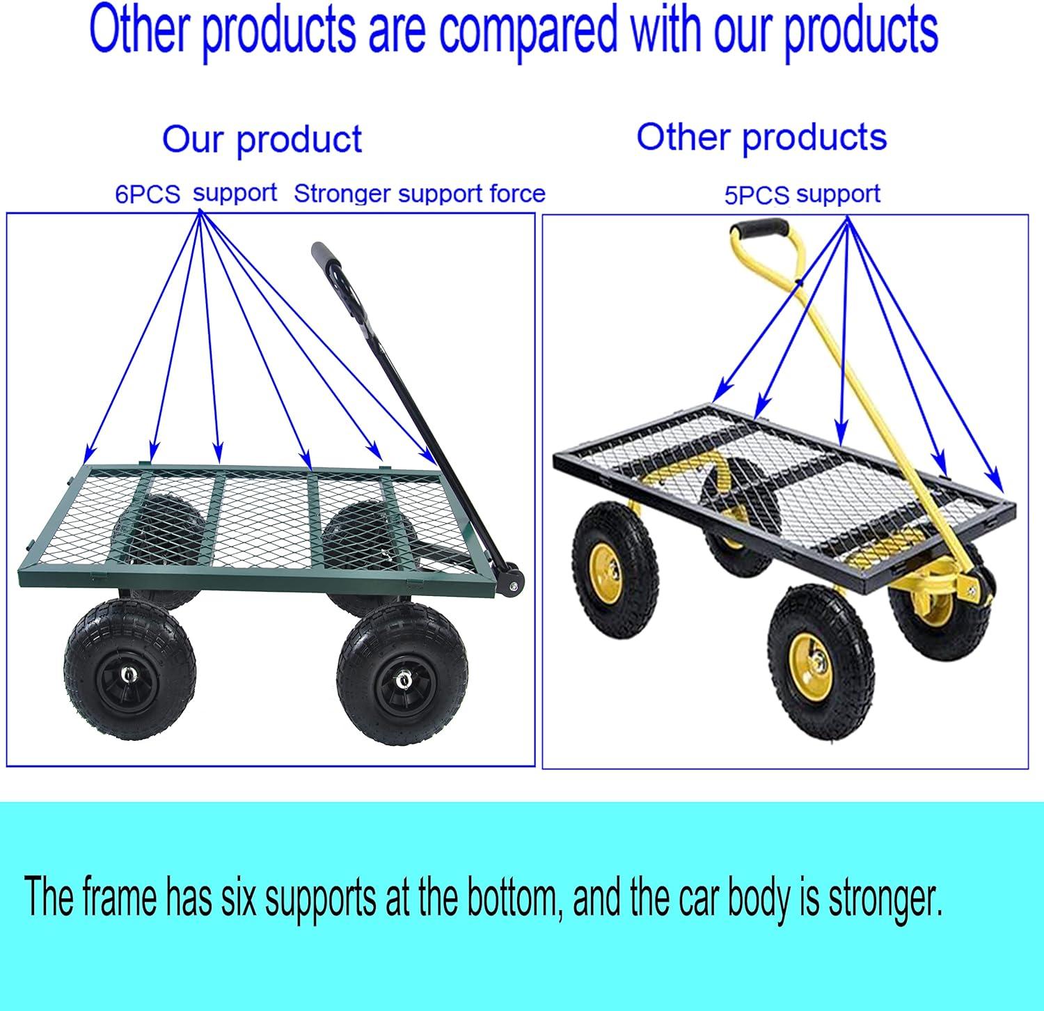 Garden Dump Cart - Large Capacity, Removable, Sturdy, Green, Outdoor Use