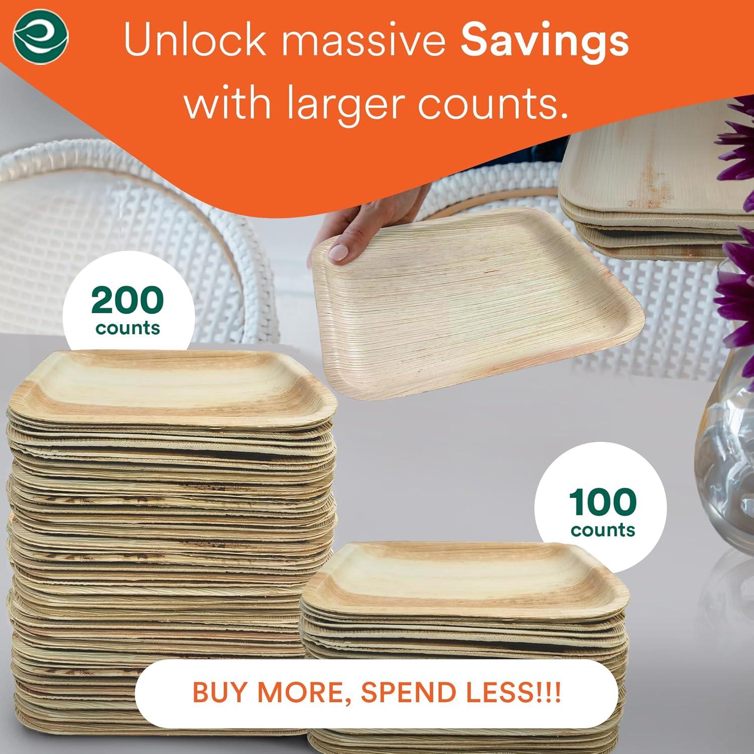 Ecosoul Home - Palm Leaf Plates 8 In Sqr - Case Of 8-20 Ct