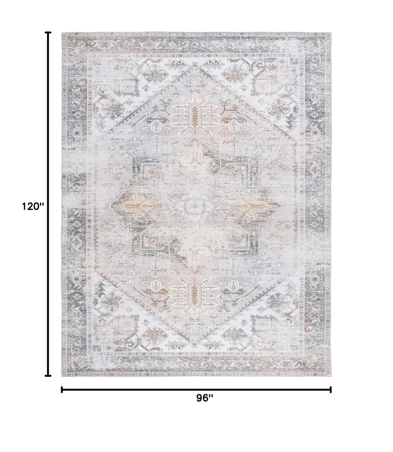 Tucson Vintage Persian TSN102 Power Loomed Machine Washable Skid-Resistant Indoor Area Rug - Beige/Grey - 8'x10' - Safavieh