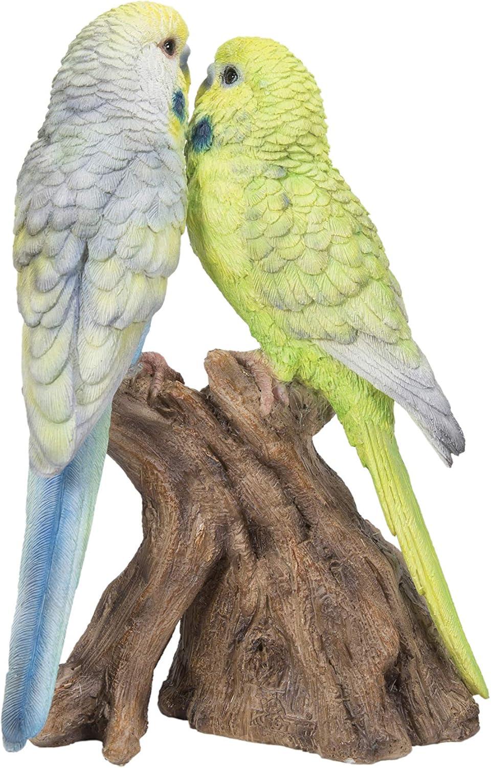 Motion Activated Singing Couple Budgerigar on Stump