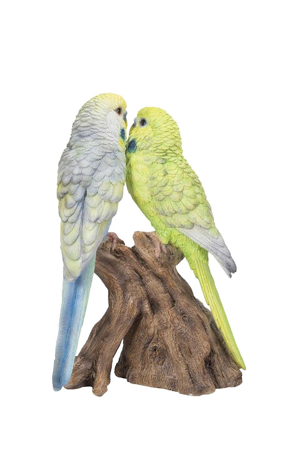 Hi-Line Gift Ltd. Motion Activated Singing Couple Budgerigar on Stump