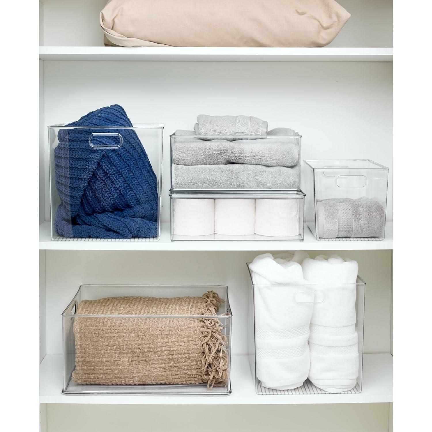 iDesign Plastic Stackable Storage Bin, 18" L X 13.91" W X 8.5" H, Clear