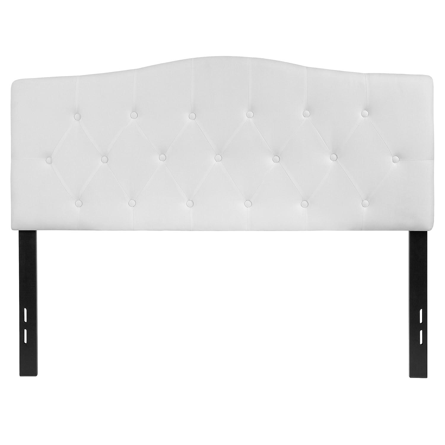 Flash Furniture Cambridge Tufted Upholstered Full Size Headboard in White Fabric