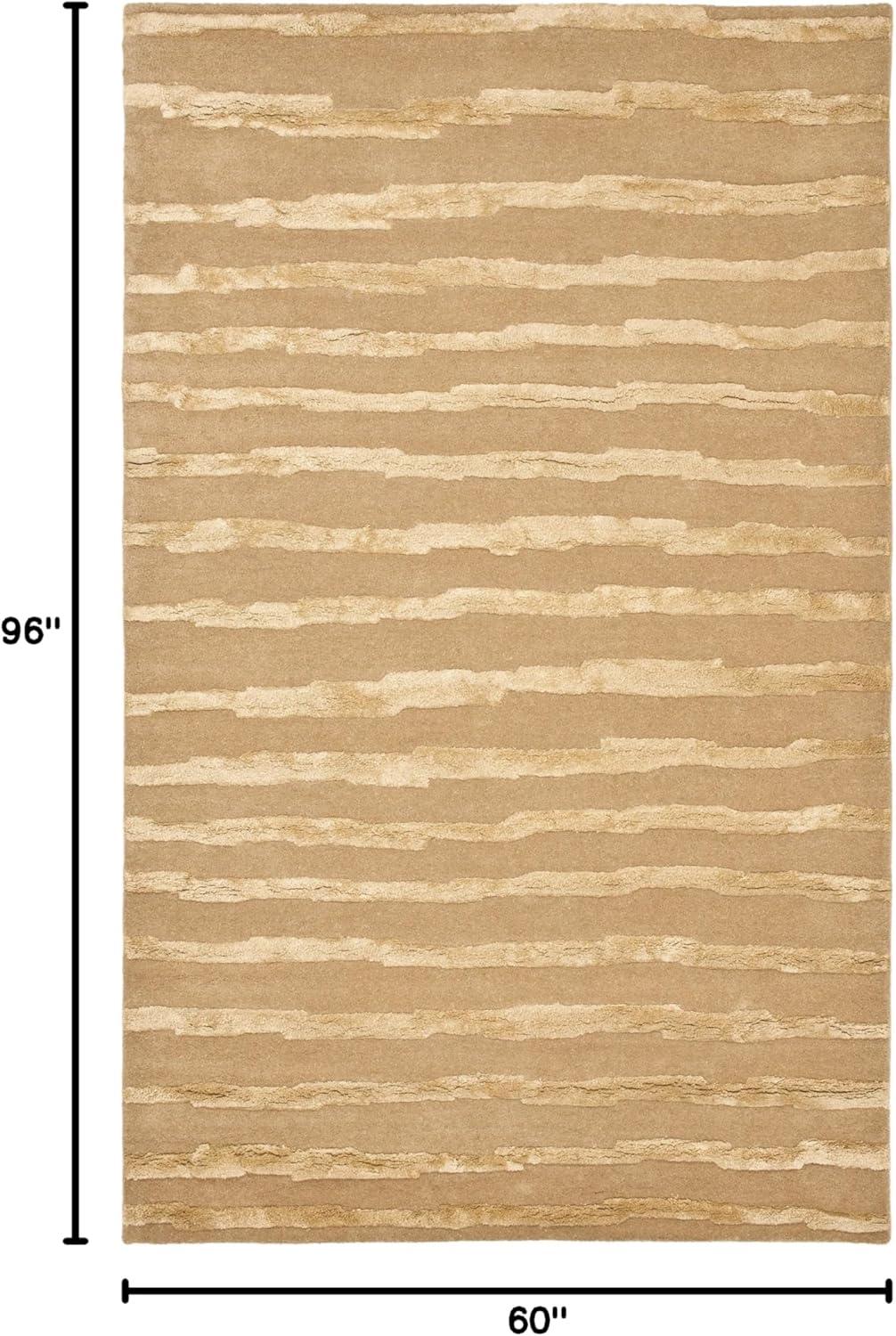 SAFAVIEH Soho Alec Striped Wool Area Rug, Beige/Gold, 5' x 8'