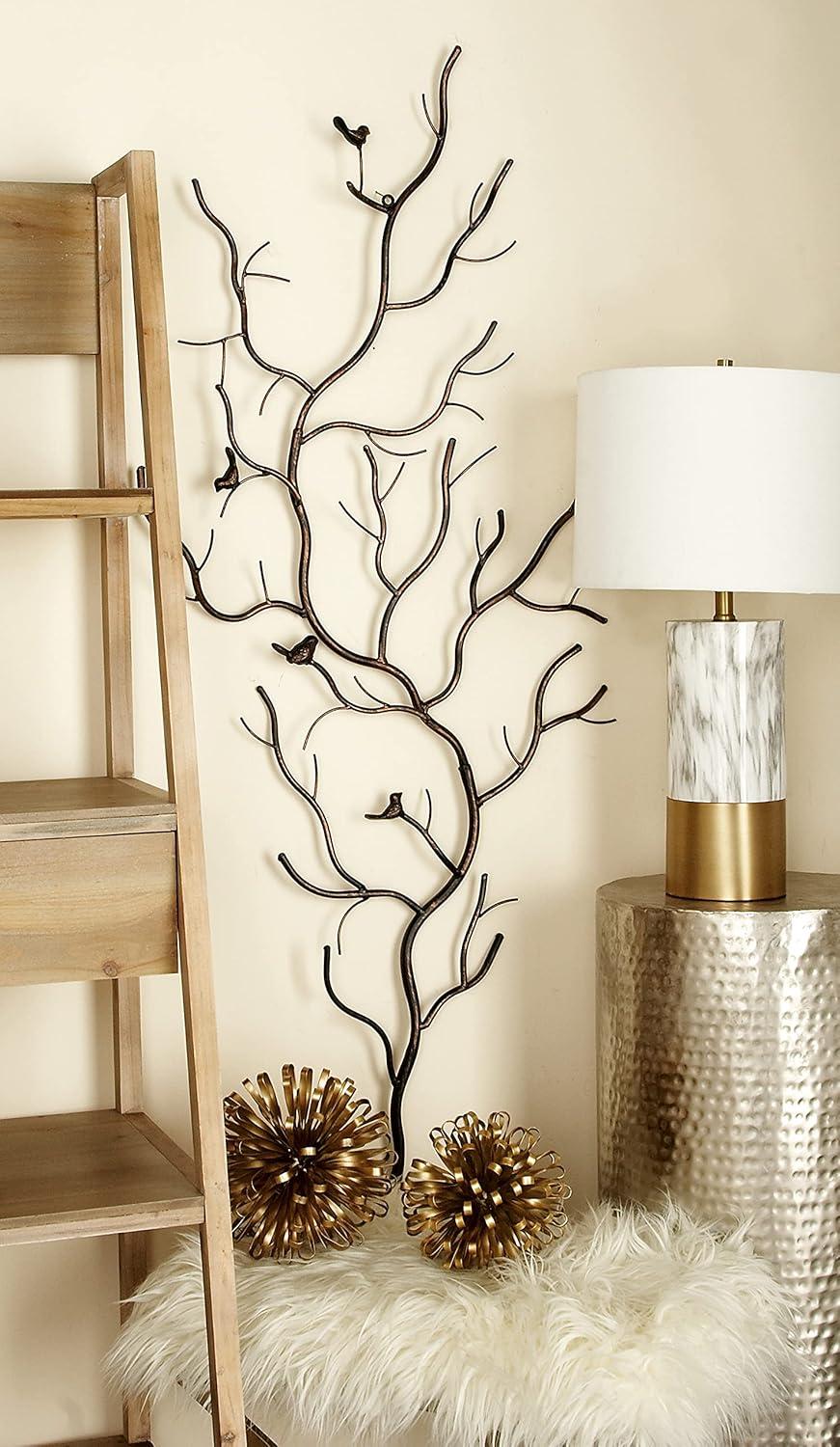 Brown Metal Tree Branch Wall Decor with Birds, 25" x 58"