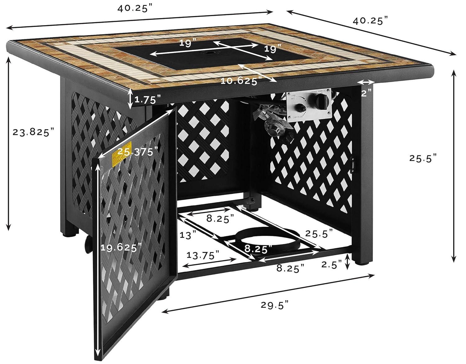 Munguia Square Fire Pit Table