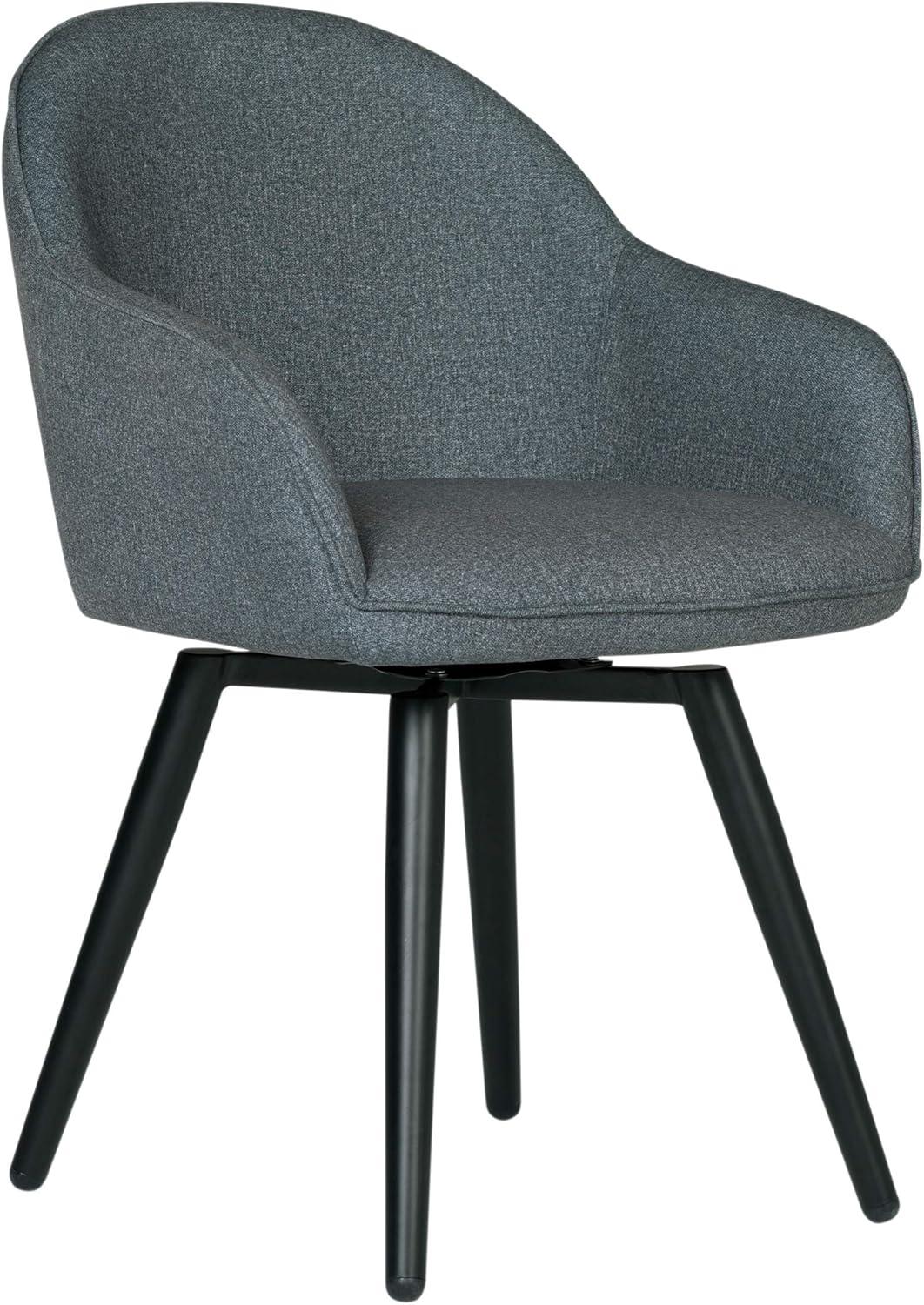 Charcoal Gray Metal Swivel Armchair with Upholstered Seat